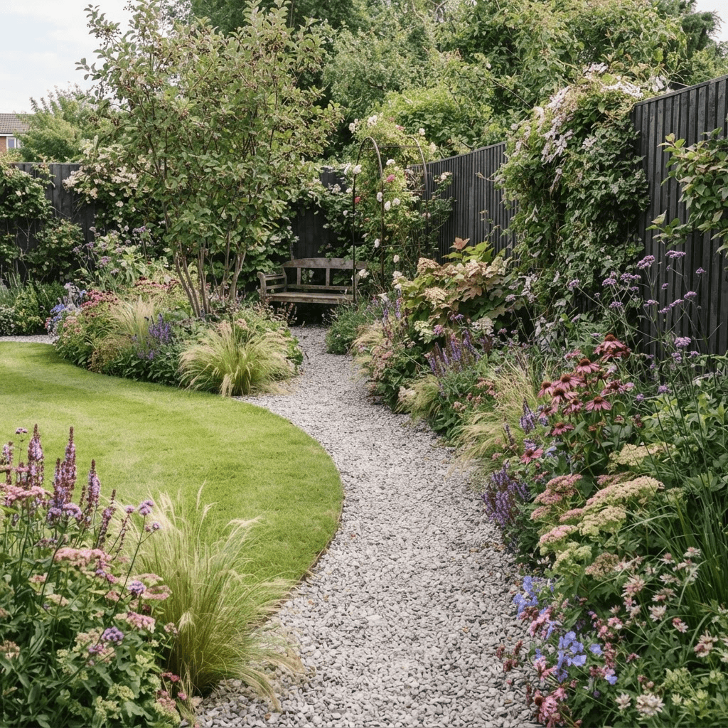 A beautifully finished Dorset garden terrace with lush planting and contemporary paving